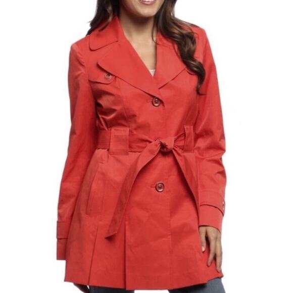Via Spiga Trench Coat in Orange/Red | Size XS - Picture 6 of 7